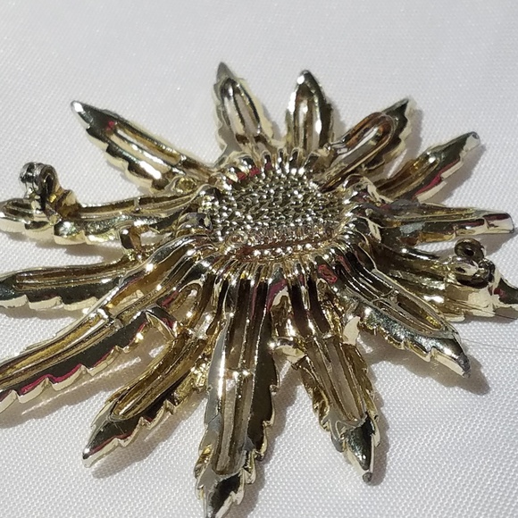 Sarah Coventry Gold and Brown Sunflower Thistle Brooch - Picture 3 of 8
